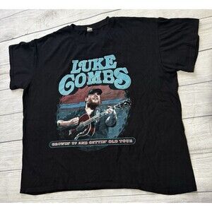 Luke Combs Tour Shirt Mens XL Growin Up Gettin Old 2024 Black Double Sided